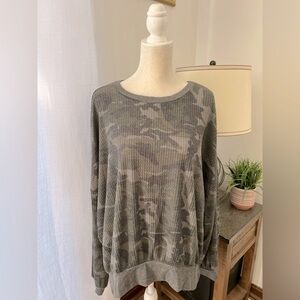 Pink Lily camo waffle knit top